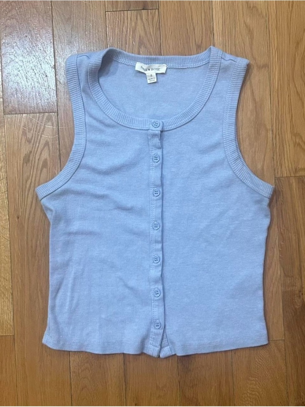 Pink Rose Periwinkle Purple Blue Button-Front Tank Top Vest